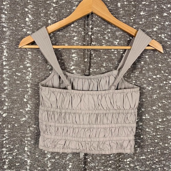 NWT Aritzia Sunday Best Martine Poplin Top Gray Smocked Chic Minimalist Women XS - Picture 5 of 12